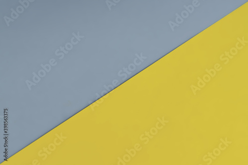 Flat lay in a trendy 2021 new colors. Illuminating Yellow and Ultimate Gray. Color of the Year 2021.