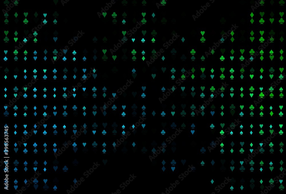 Dark Blue, Green vector cover with symbols of gamble.
