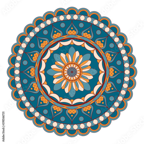 Mandala ornament vector. A symmetrical geometry color flower