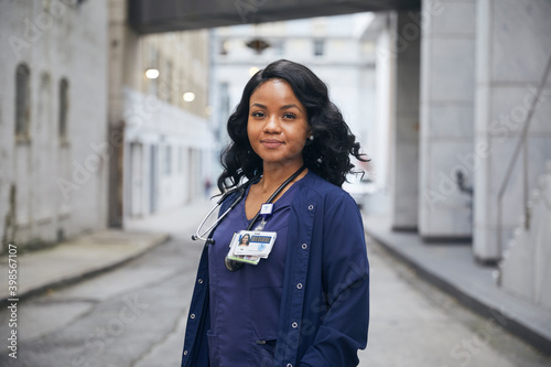 Portrait of Registered Nurse outside Hospital