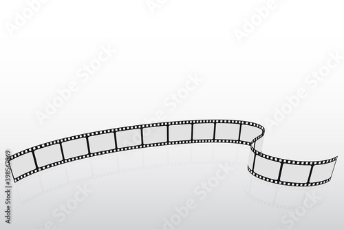 Realistic 3D film strip in perspective. Cinema Background. Template poster for cinema festival. Movie design with cinema strip for advertisement, festival, brochure, poster, banner or flyer. EPS 10