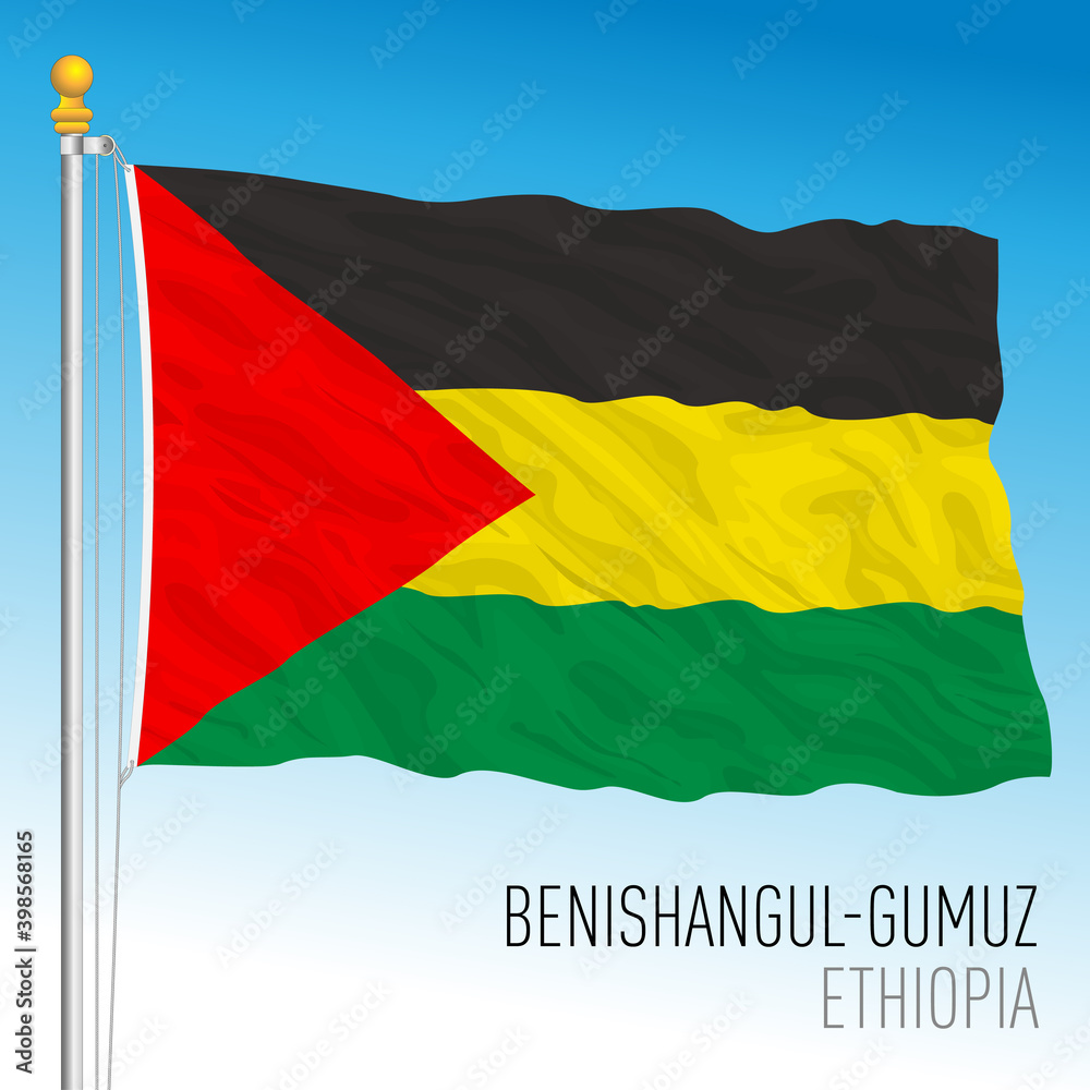 Obraz premium Benishangul-Gumuz regional flag, Republic of Ethiopia, vector illustration