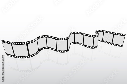 3D Cinema Background. Film strip in perspective. Template poster for cinema festival. Retro design film strip with place for text. Movie concept for festival, banner, brochure, flyer, leaflet, poster.