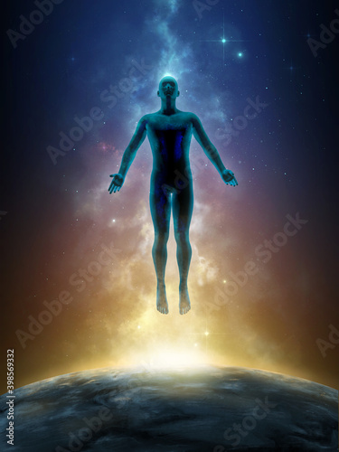 Valokuva Man floating into outer space