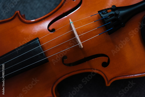 Top down view of a violin