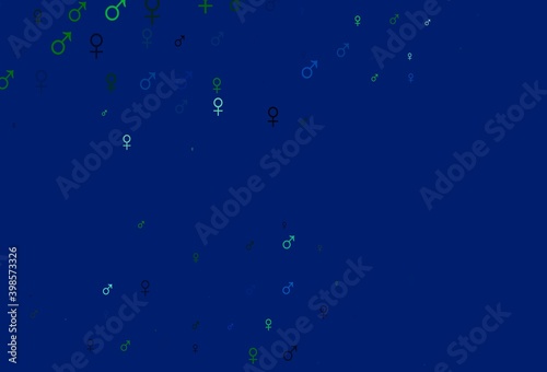 Light blue, green vector pattern with gender elements.