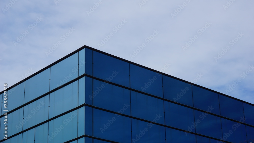 building roof glass facade against sky background building roof glass facade against sky background