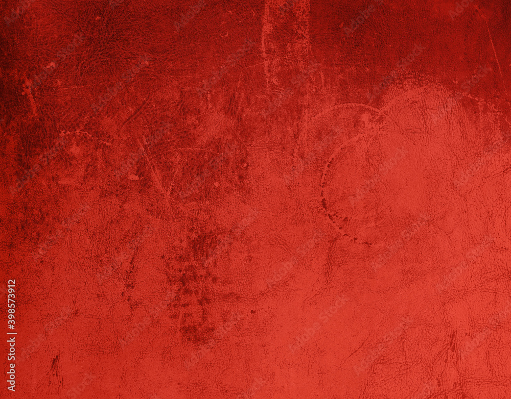 Grunge background of red leather texture