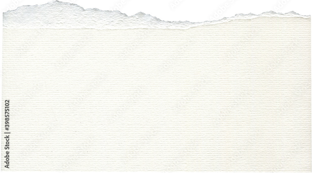 Fototapeta premium Creamy paper tears texture. Deckle edge craft piece of paper.