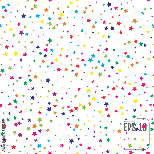 Seamless Pattern with Colorful Stars.