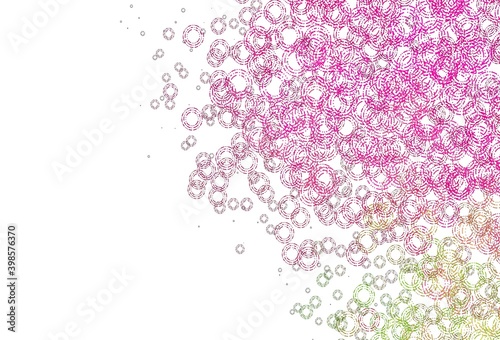 Light Pink, Green vector background with bubbles.