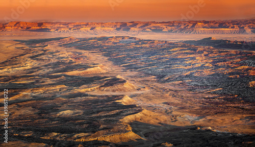 Aerial view on the landscape of the Arches National Park, Utah at sunrise