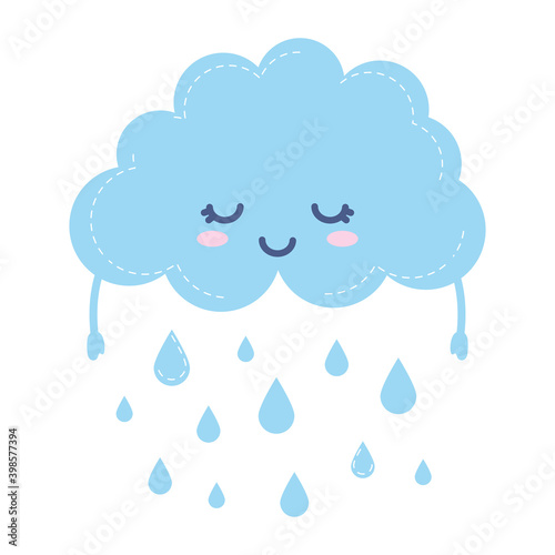 weather icon of a raining cloud on white background