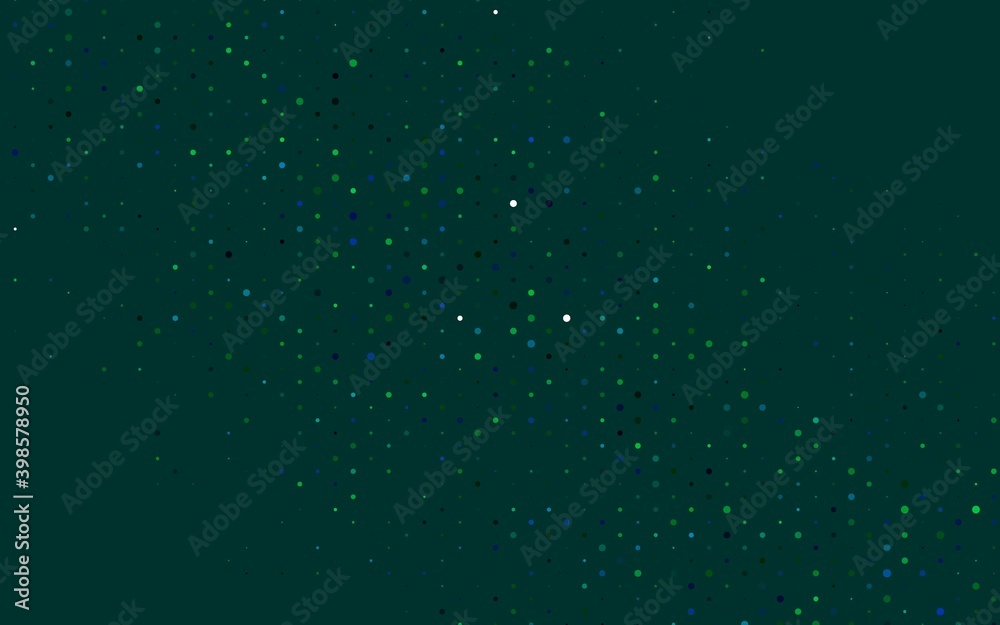 Fototapeta premium Light Blue, Green vector cover with spots. Glitter abstract illustration with blurred drops of rain. Pattern for beautiful websites.