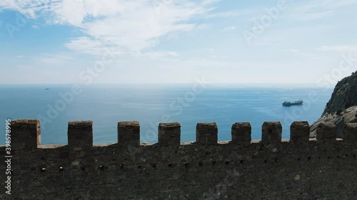 Aerial Flight Over the Genoese Fortress in Sudak, Crimea  
