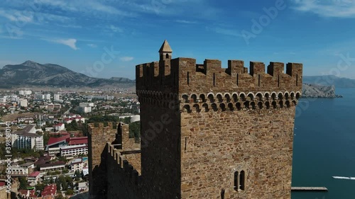 Aerial Flight Over the Genoese Fortress in Sudak, Crimea  
