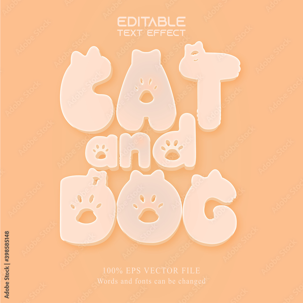 Cat and Dog text, cartoon style editable text effect Cat and Dog text, cartoon style editable text effect