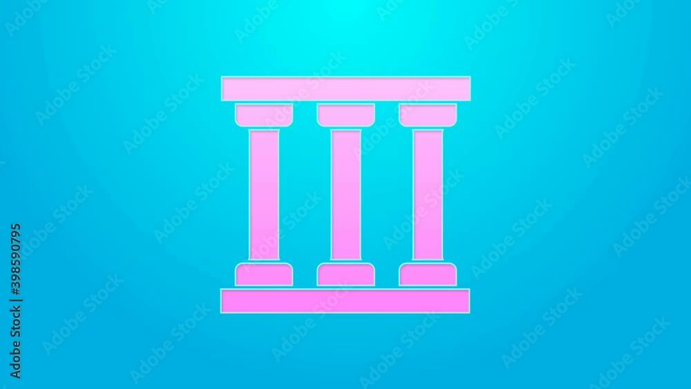 Pink line Prison window icon isolated on blue background. 4K Video motion graphic animation Pink line Prison window icon isolated on blue background. 4K Video motion graphic animation