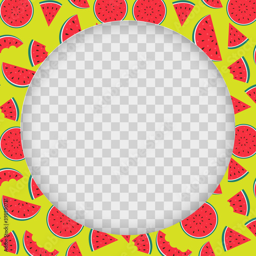 Summer Sale concept Background. Watermelons. Vector Illustration EPS10. Square Template for social networks and messengers on transparent background.