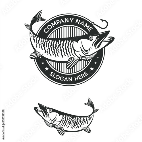 muskies image, drawing. vector art.