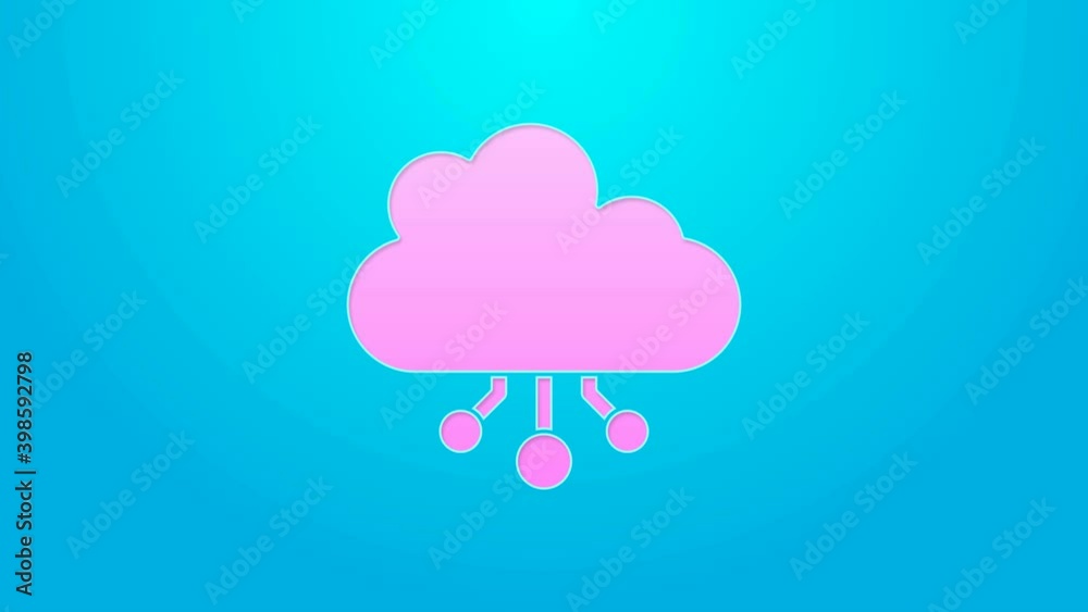 Pink line Cryptocurrency cloud mining icon isolated on blue background. Blockchain technology, bitcoin, digital money market, cryptocoin wallet. 4K Video motion graphic animation Pink line Cryptocurrency cloud mining icon isolated on blue background. Blockchain technology, bitcoin, digital money market, cryptocoin wallet. 4K Video motion graphic animation
