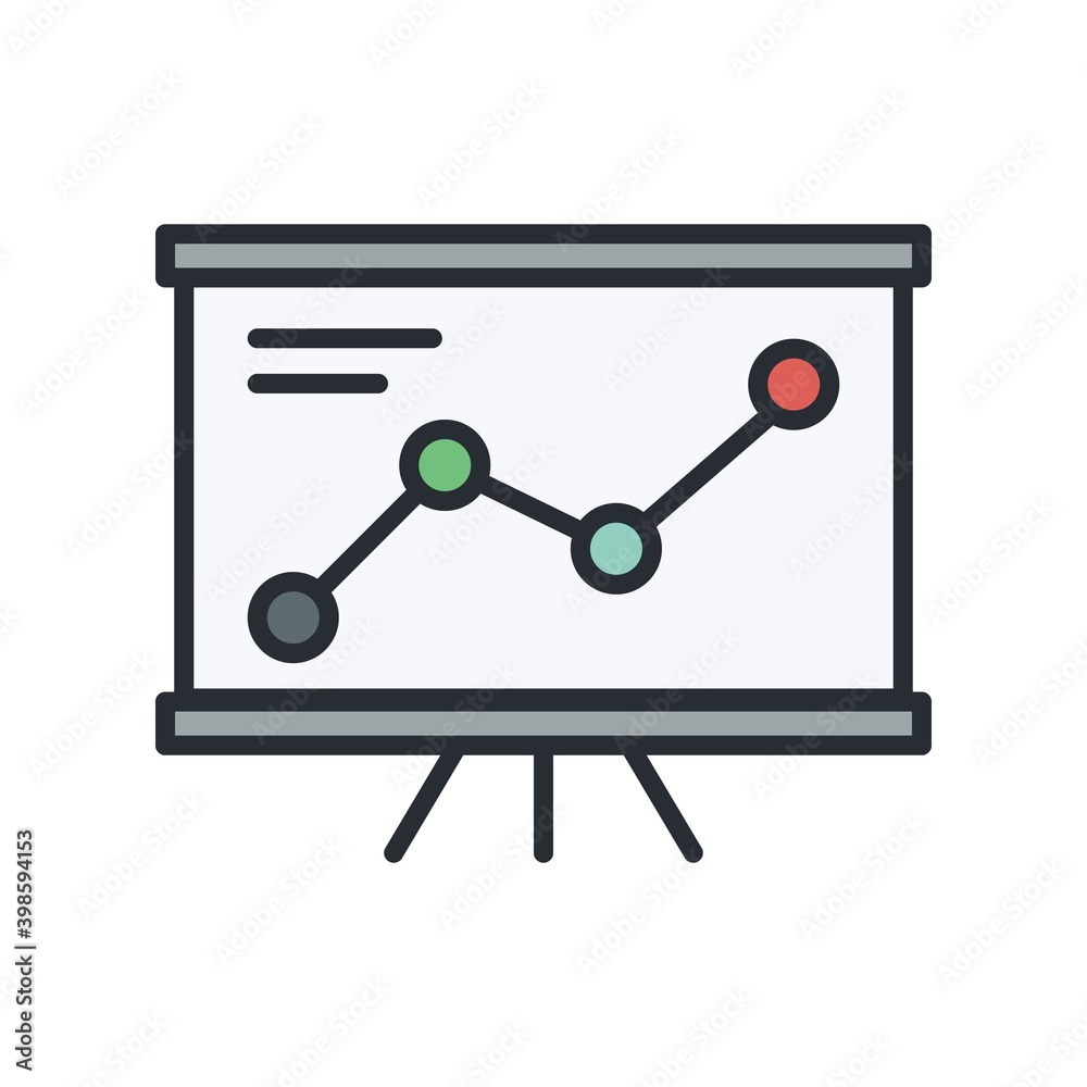 Business growing chart presentation vector icon. Business growing chart presentation vector icon.
