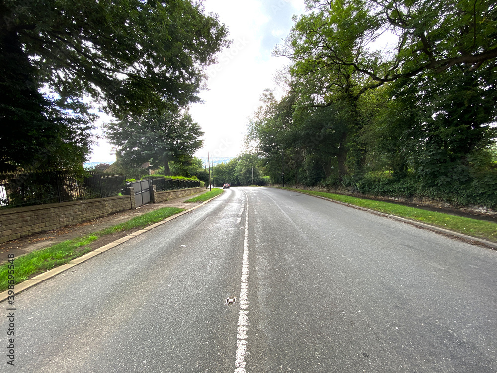 Obraz premium Looking down, Apperley Lane, going toward, Bradford, Yorkshire, UK