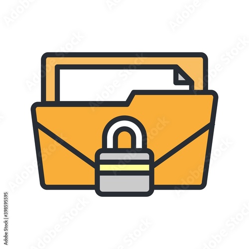 File folder security icon. Protected folder symbol.