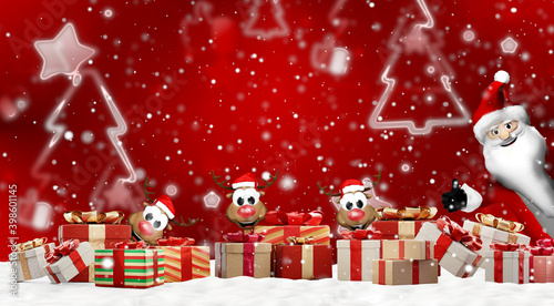 festive Christmas presents background 3d-illustration © wetzkaz