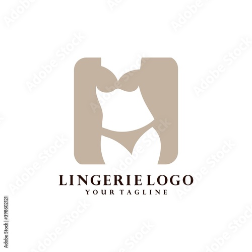 Women fashion logo design template. Lingerie emblem
