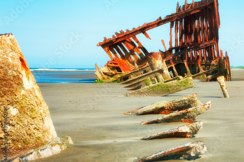 Peter Iredale Ship Wreck at Low Tide photo