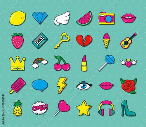 pop art symbol set vector design