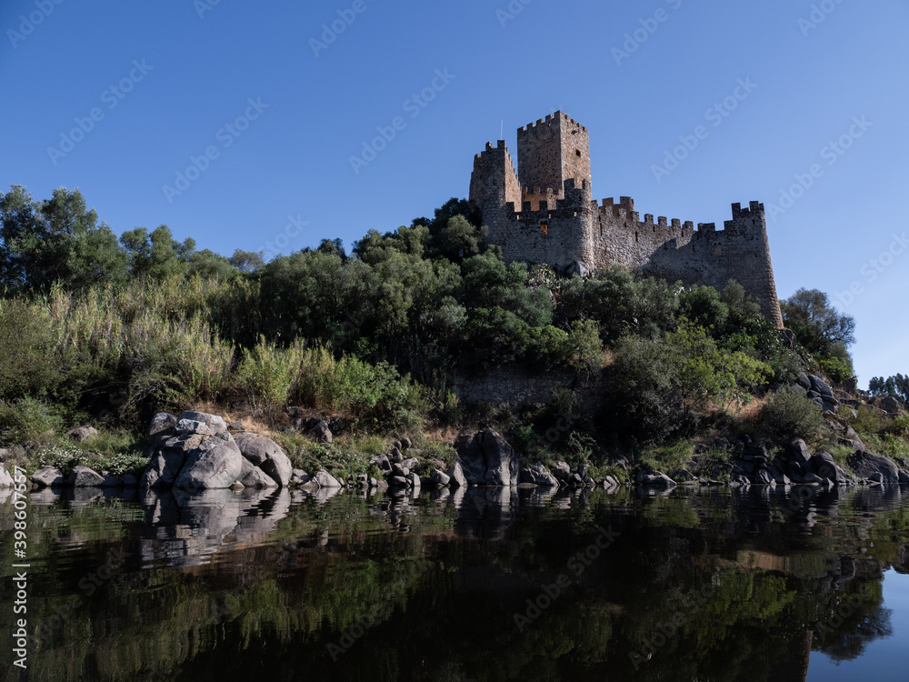 Almourol Castle, the Castle of Dreams, seen from a tourist boat from from the south part of the island. From the early days of the kingdom of Portugal.
Praia do Ribatejo, Portugal.
