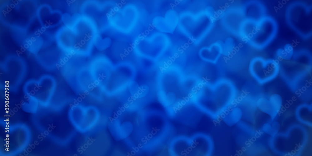 Background of blurry hearts in blue colors. Valentine's day illustration Background of blurry hearts in blue colors. Valentine's day illustration