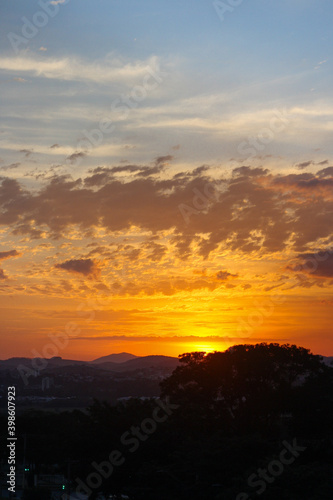 Beautiful orange and blue sky and the sunset