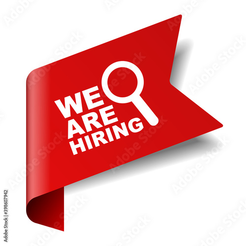 red vector illustration banner we are hiring