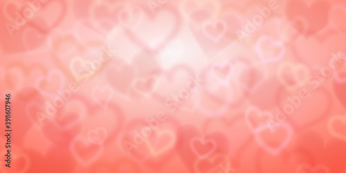 Background of blurry hearts in peach colors. Valentine's day illustration