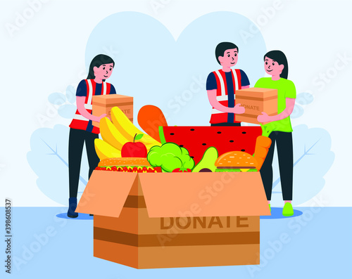 Food donation big box in flat design