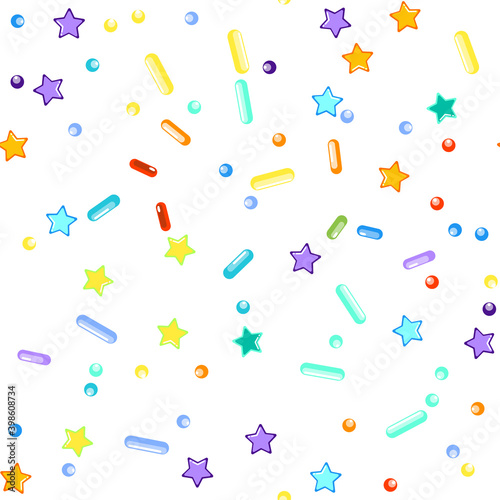 Sprinkles grainy. Seamless Pattern. Cupcake donuts