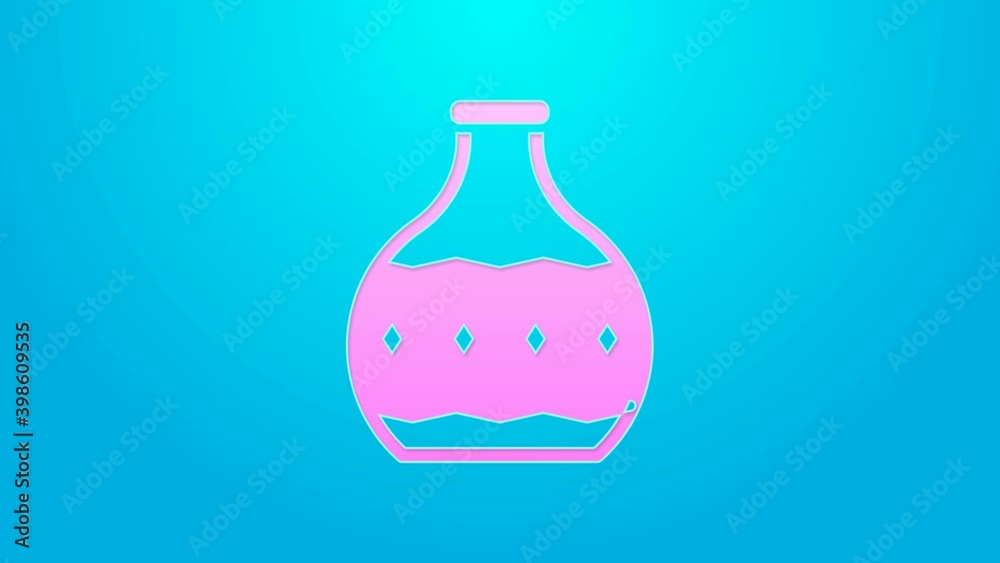 Pink line Tequila bottle icon isolated on blue background. Mexican alcohol drink. 4K Video motion graphic animation Pink line Tequila bottle icon isolated on blue background. Mexican alcohol drink. 4K Video motion graphic animation