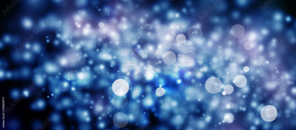 white bokeh blur background. Circle light on blue background. abstract light background.