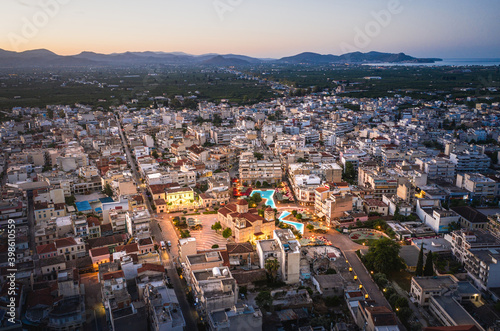 Argos city, Greece twilight morning panorama cityscape