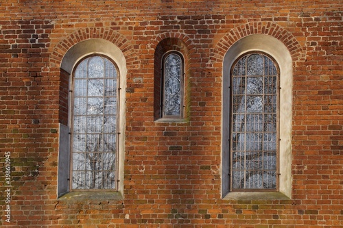 windows in a thirteenth-century Romanesque church in Rokicie, Poland © Grzegorz Sulkowski