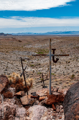 crosses in the desert at veteran memorial