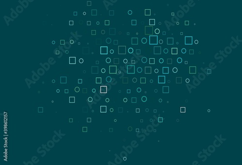 Light Blue, Green vector background with circles, rectangles.