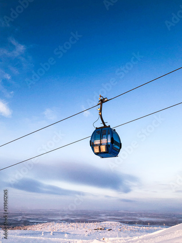 Photography Levi, Kittila, Lapland, Finland: Ski lift on a snowy cold day in the winter