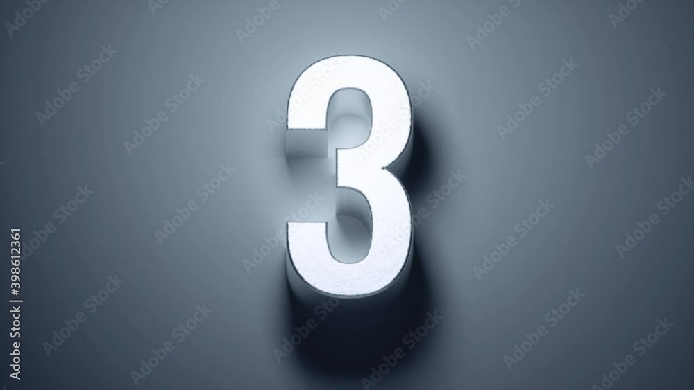 top five countdown, 3d silver numbers from 5 to 1, changing with light and shadow top five countdown, 3d silver numbers from 5 to 1, changing with light and shadow