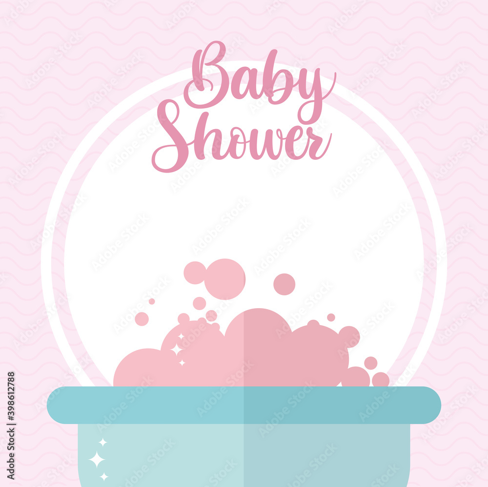 baby shower lettering and baby tub with a blue color and pink foam baby shower lettering and baby tub with a blue color and pink foam