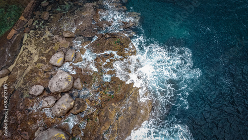 Water crashing on sea rocks