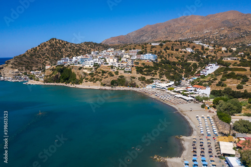 Agia Galini traditional village aerial view, Greece